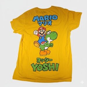 Nintendo Super Mario & Yoshi Yellow Tee マリオ ヨッシー Graphic Shirt Size Large
